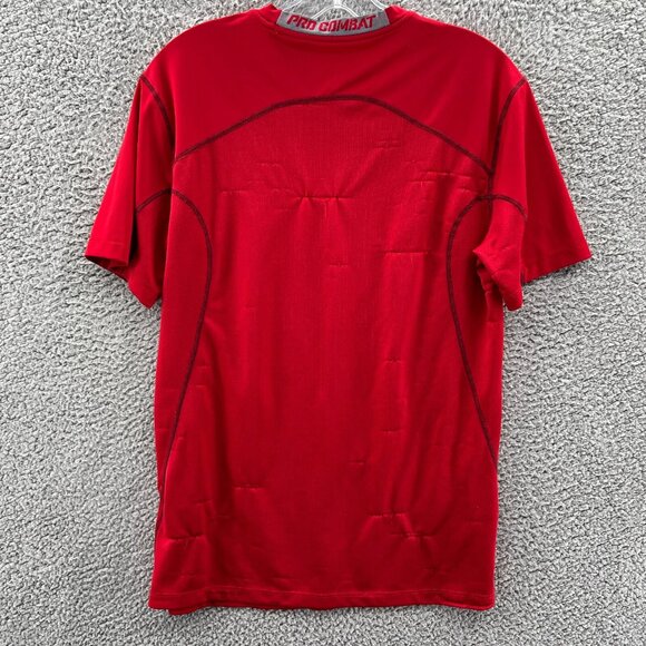 Nike Pro Combat Shirt Mens Medium Red Short Sleeve Pullover Compression Fitted - Picture 2 of 10
